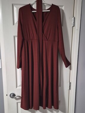 Women's Maternity Rust Long Sleeve Wrap Dress